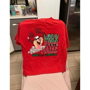 Vintage 1992 Wrech The Halls Merry @!*?#! Christmas Taz The Tasmanian Devil T-Sh